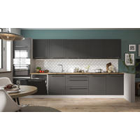 KÜCHENLEERBLOCK Quantum grau matt / graphit matt 11-teilig - Anthrazit/Grau, Holzwerkstoff/Metall (380/207/60cm) - Feldmann-Wohnen