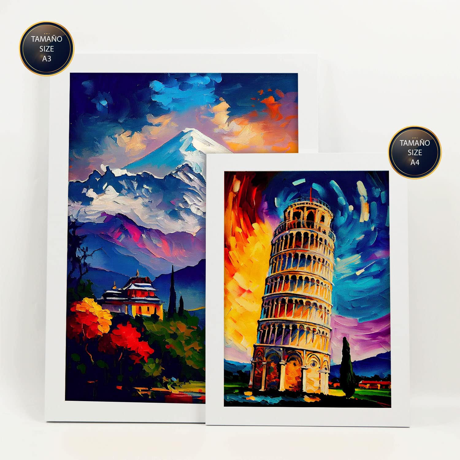 POSTER Set Mit 6 Vermächtnis Im Ölgemälde Stil A3 & A4 Weißer Rahmen - Weiß, Papier (29/3cm) - Nacnic