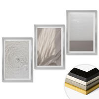 WANDBILDER 3er Set - 40x60 cm Silberner Rahmen - Natürliche Boho-Texturen - Silberfarben, Kunststoff (40/60cm) - ArtPrintCave