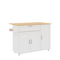 KÜCHENINSEL DE-41318 132,5/44-70/90 cm mit klappbarer Arbeitsplatte Weiß - Weiß, Holzwerkstoff (132.5/90/44cm) - ComfortXL