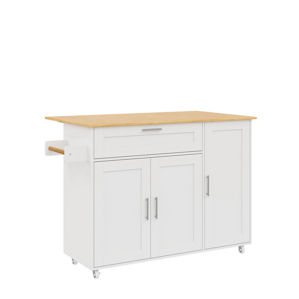 KÜCHENINSEL Weiß-Natur 132.5/44/90 cm - Weiß, Holzwerkstoff (132.5/90/44cm) - PANGIVO