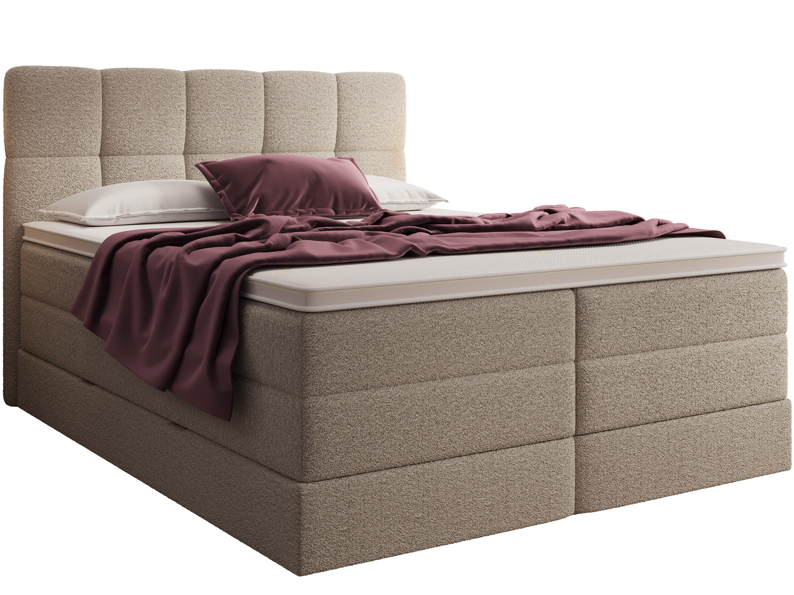 BOXSPRINGBETT Madison 1 beige 160/200 H3/H4 Boucle - Beige, Textil (160/200cm) - wonello