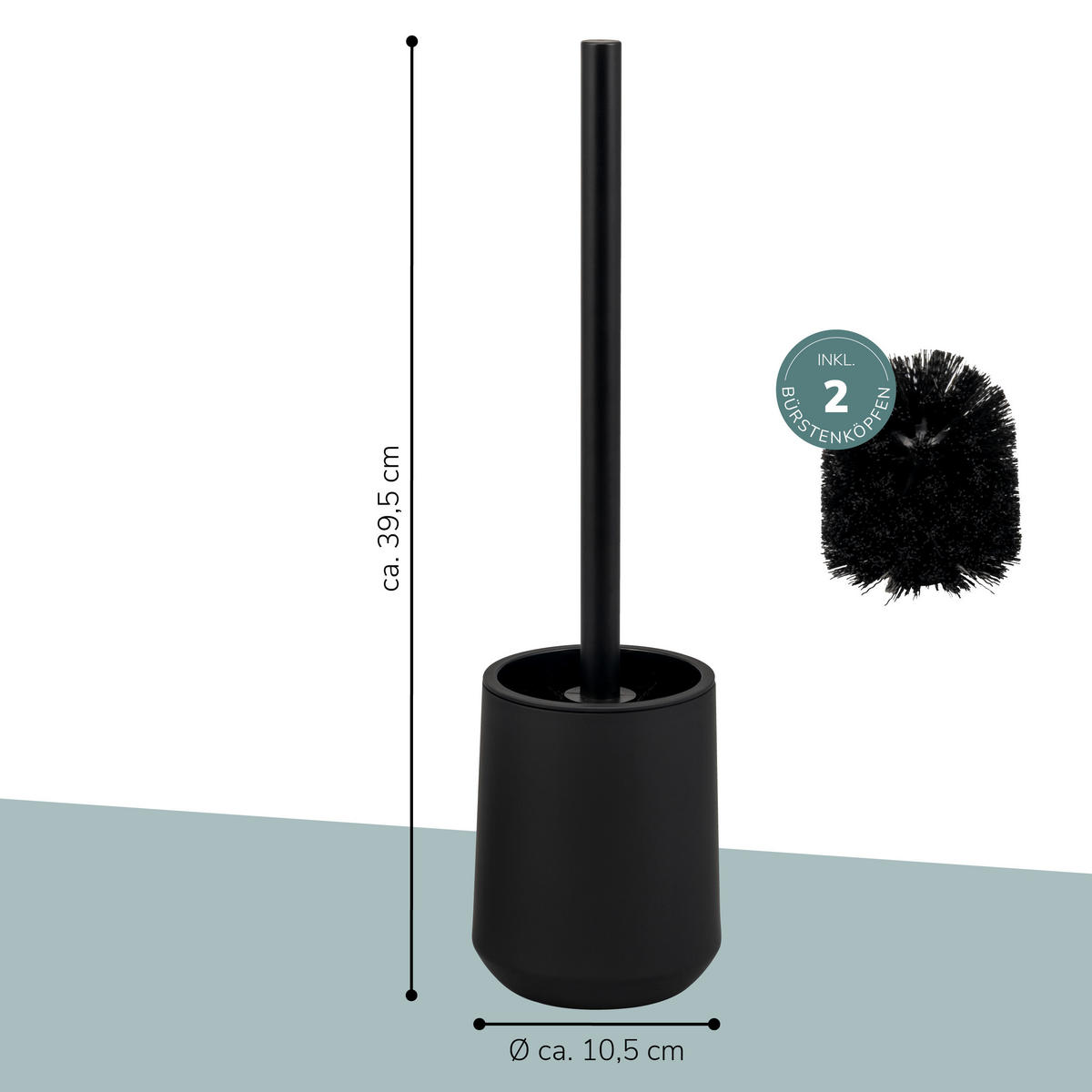 WC-GARNITUR TESERO, Kunststoff, schwarz - Schwarz, Kunststoff (10.5/39.5/10.5cm) - eluno