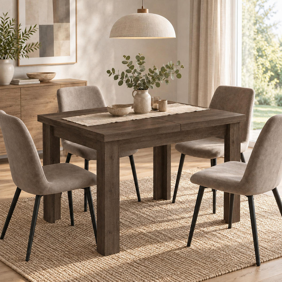 ESSTISCH ausziehbar 120-160 x 80 x 75,5 cm Esche dunkel - Dunkelbraun, Holzwerkstoff (80/120/75.5cm) - Koseto