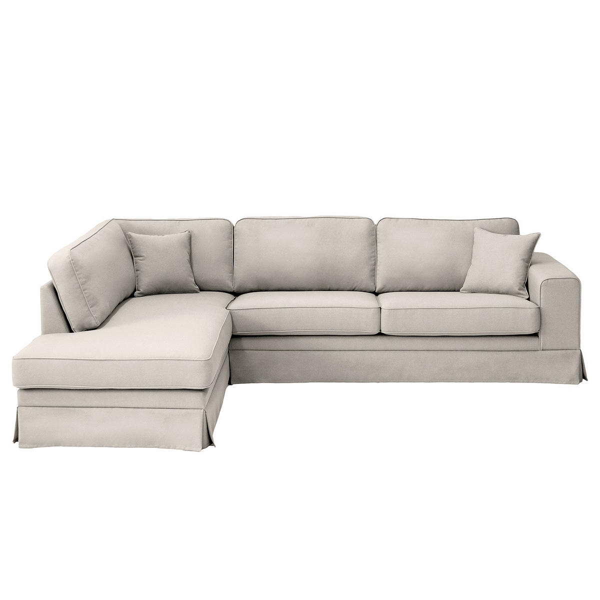ECKSOFA mit Husse - Ottomane, Webstoff - Hellgrau/Schwarz, Kunststoff/Textil (297/210cm) - home24