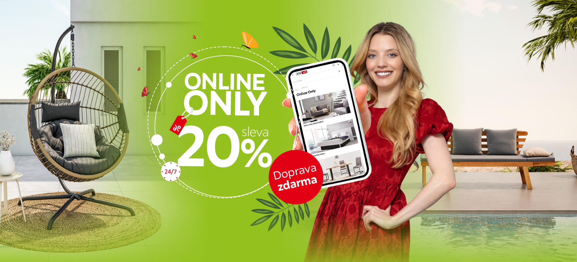 20 % sleva na zahradní nábytek Online Only, doprava zdarma