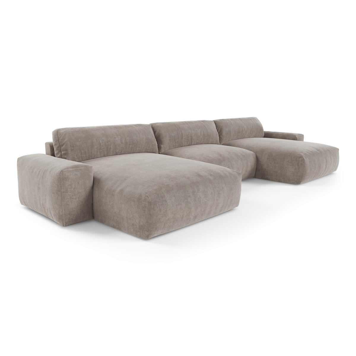 WOHNLANDSCHAFT Samt Taupe 420cm - Taupe, Textil (420/75/174cm) - Sia Home