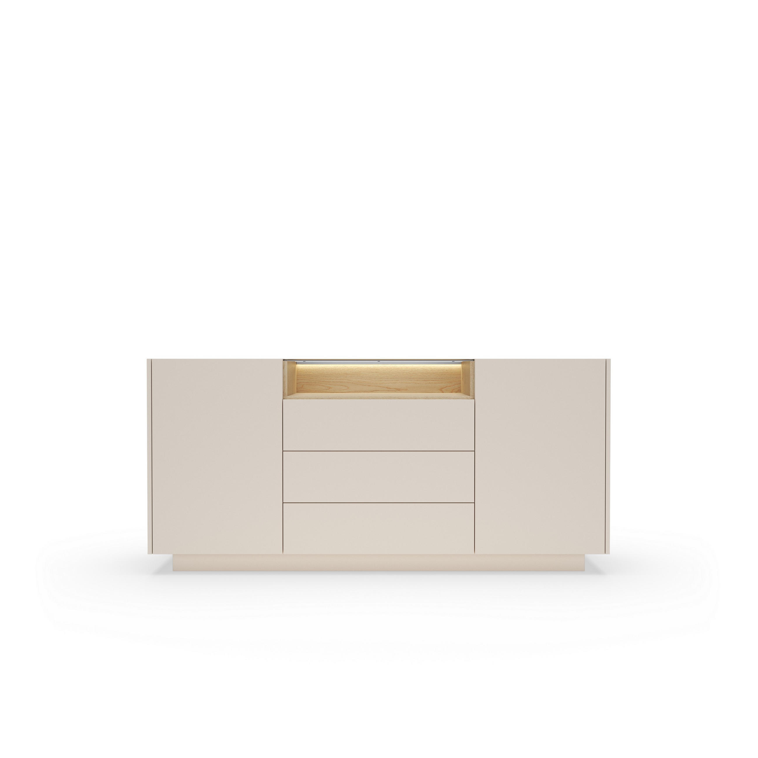 KOMMODE PORTA 176,4/83/39,5cm mit 3 Schubladen 2 Türen Beige - Eichefarben/Beige, Holzwerkstoff (176.4/83/39.5cm) - MASSENO
