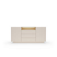 KOMMODE PORTA 176,4/83/39,5cm mit 3 Schubladen 2 Türen Beige - Eichefarben/Beige, Holzwerkstoff (176.4/83/39.5cm) - MASSENO