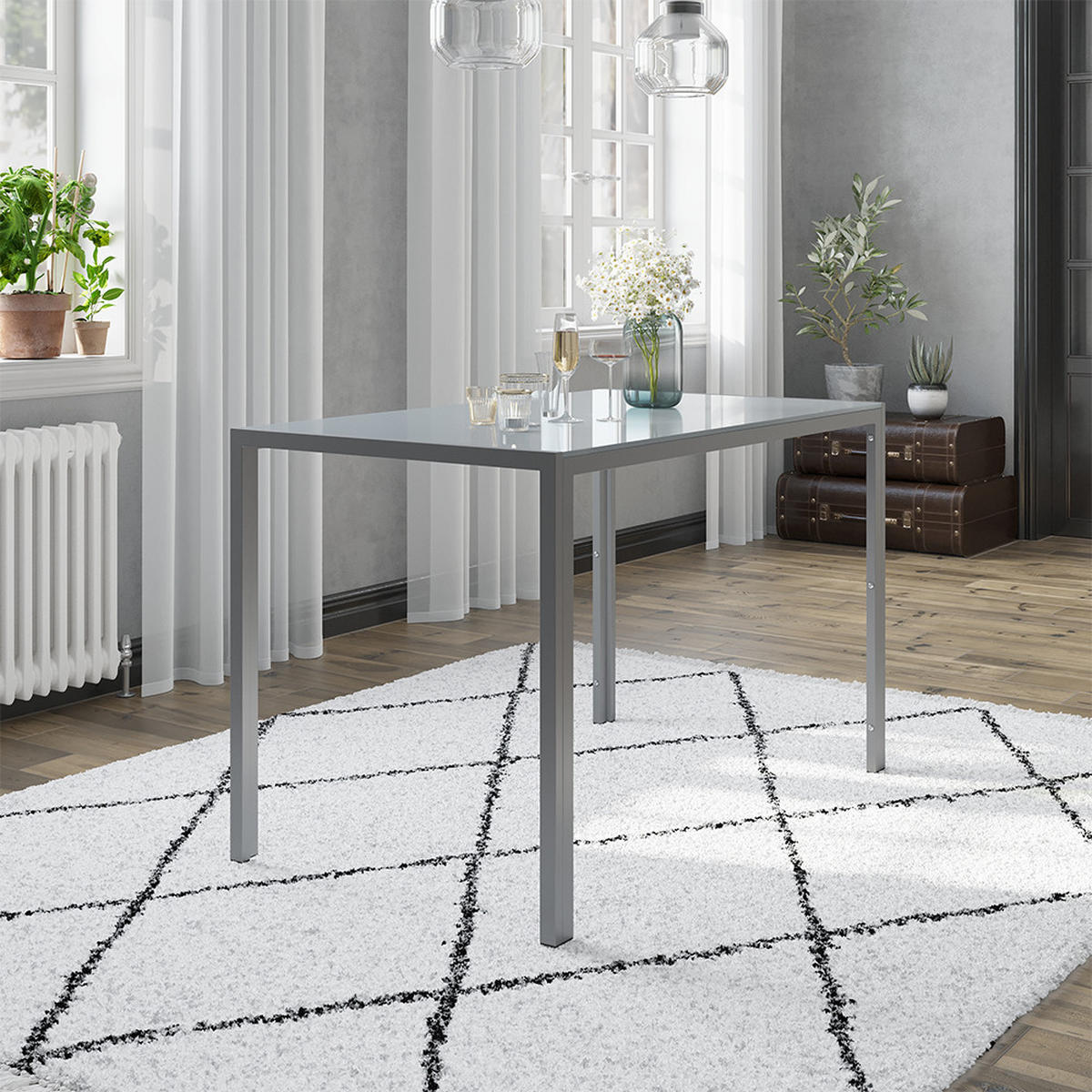 ESSTISCH Grand Grau 120 x 75 cm - Grau, Glas (70/120/75cm) - Vicco