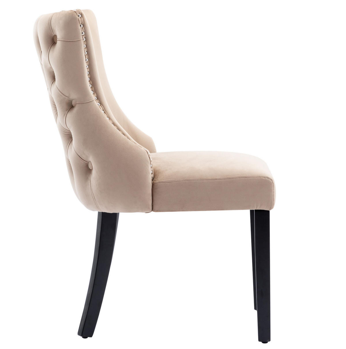 STUHL Esszimmer mit Rückenlehne 50 x 41 x 91 cm Samt Beige 2er-Set - Beige, Metall (41/91/50cm) - Meubliv