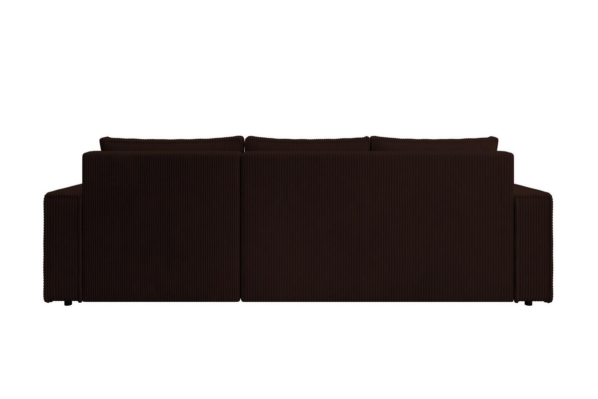 ECKSOFA CUDDY L, Eckcouch in L-Form mit Schlaffunktion und Bettkasten, Farbe: Dunkelbraun, Cordstoff, Ottomane Rechts - Dunkelbraun, Textil (240/140cm) - Storez24