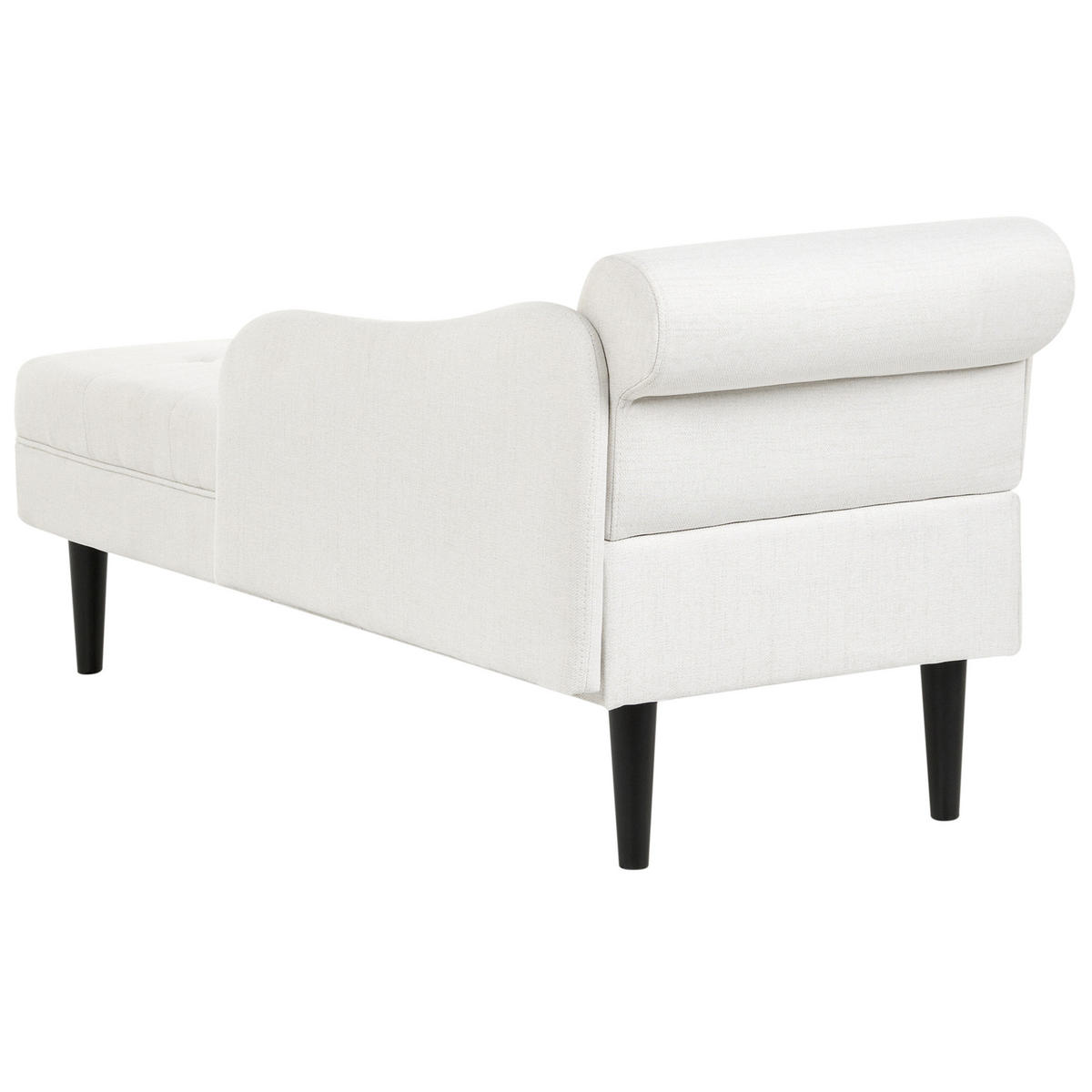 ČALOUNĚNÉ LEHÁTKO CHAISE LONGUE LEVOSTRANNÉ Látka Krémově bílé Yvoire - bílá/černá, textil (68/72/151cm) - Beliani