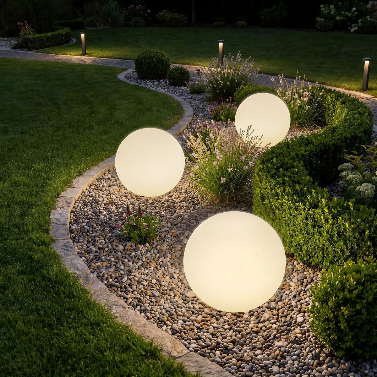 KUGELLEUCHTE Luminous Globe, inklusive Erdspieß, weiß - Weiß, Kunststoff (30/30/30cm) - tectake