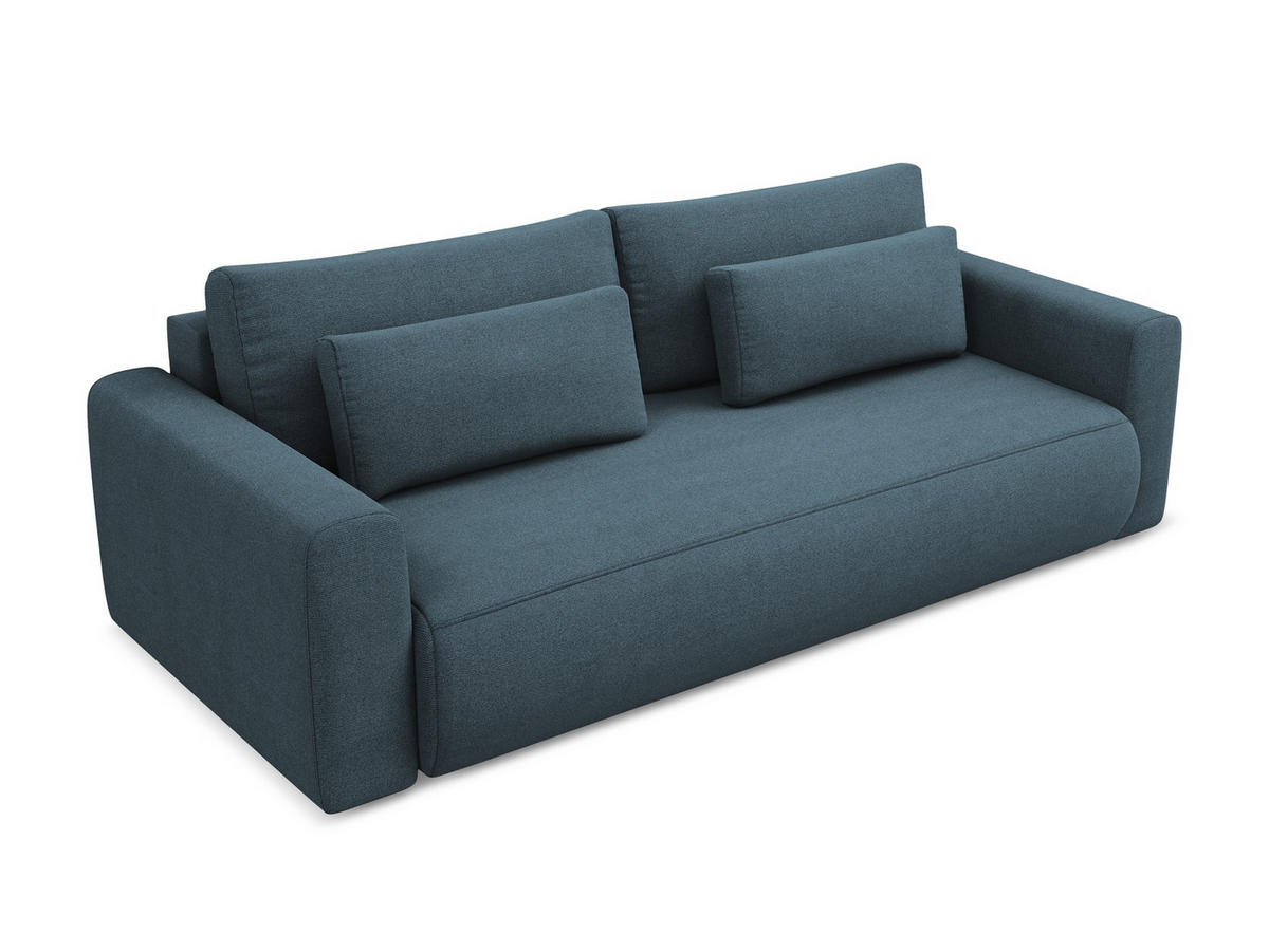 3-SITZER SOFA mit Schlaffunktion Strukturstoff Stoff Blau - Blau/Blaugrau, Kunststoff/Textil (238/82/105cm) - Makamii