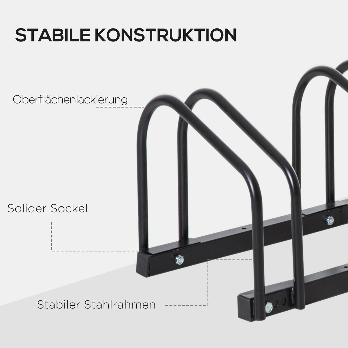 FAHRRADSTÄNDER, Stahl, Schwarz, 179L x 33B x 27H cm - Schwarz, Metall (33/27/179cm) - HOMCOM