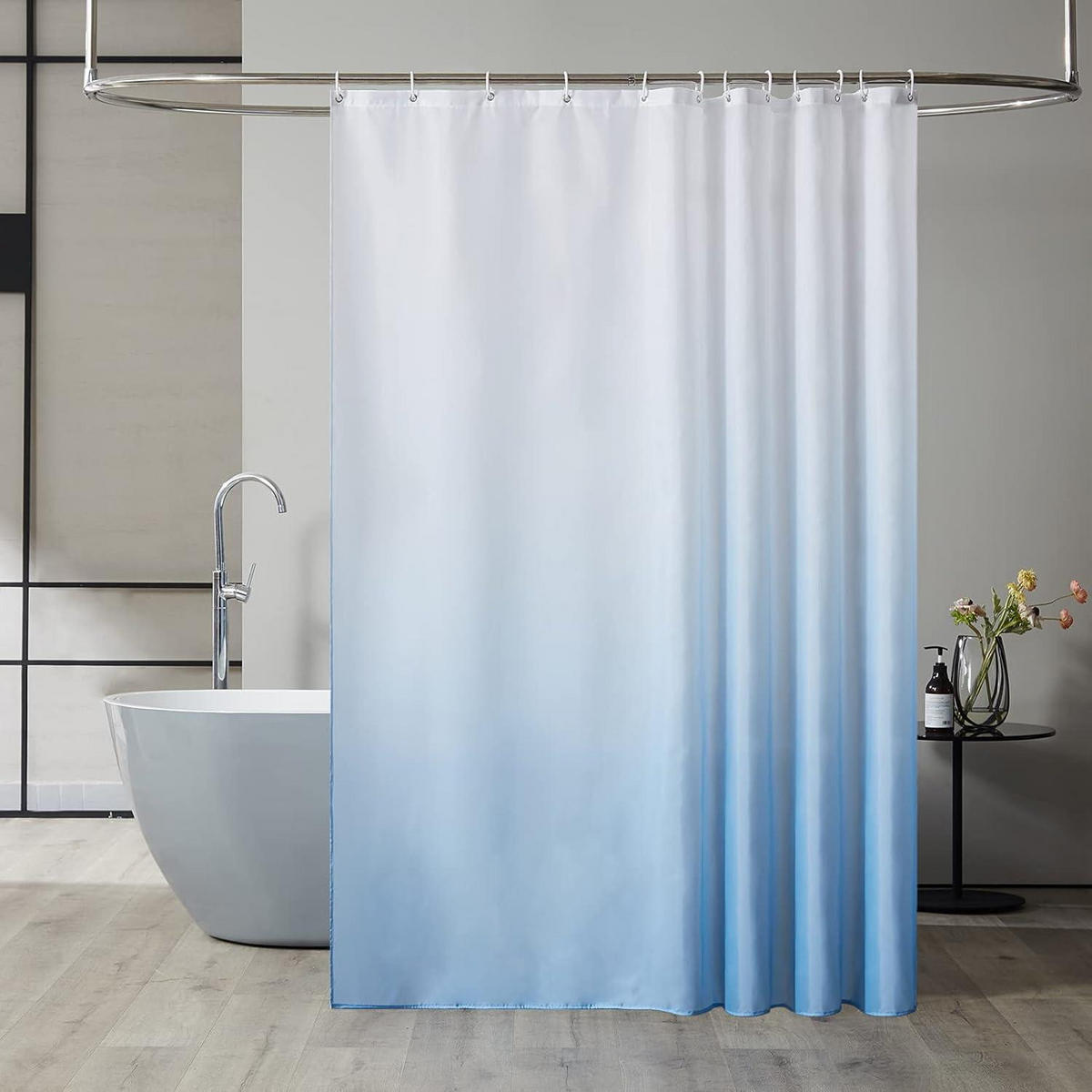 DUSCHVORHANG 180 x 200 cm Hellblau mit 12 Ringen - Hellblau, Textil (180/200cm)