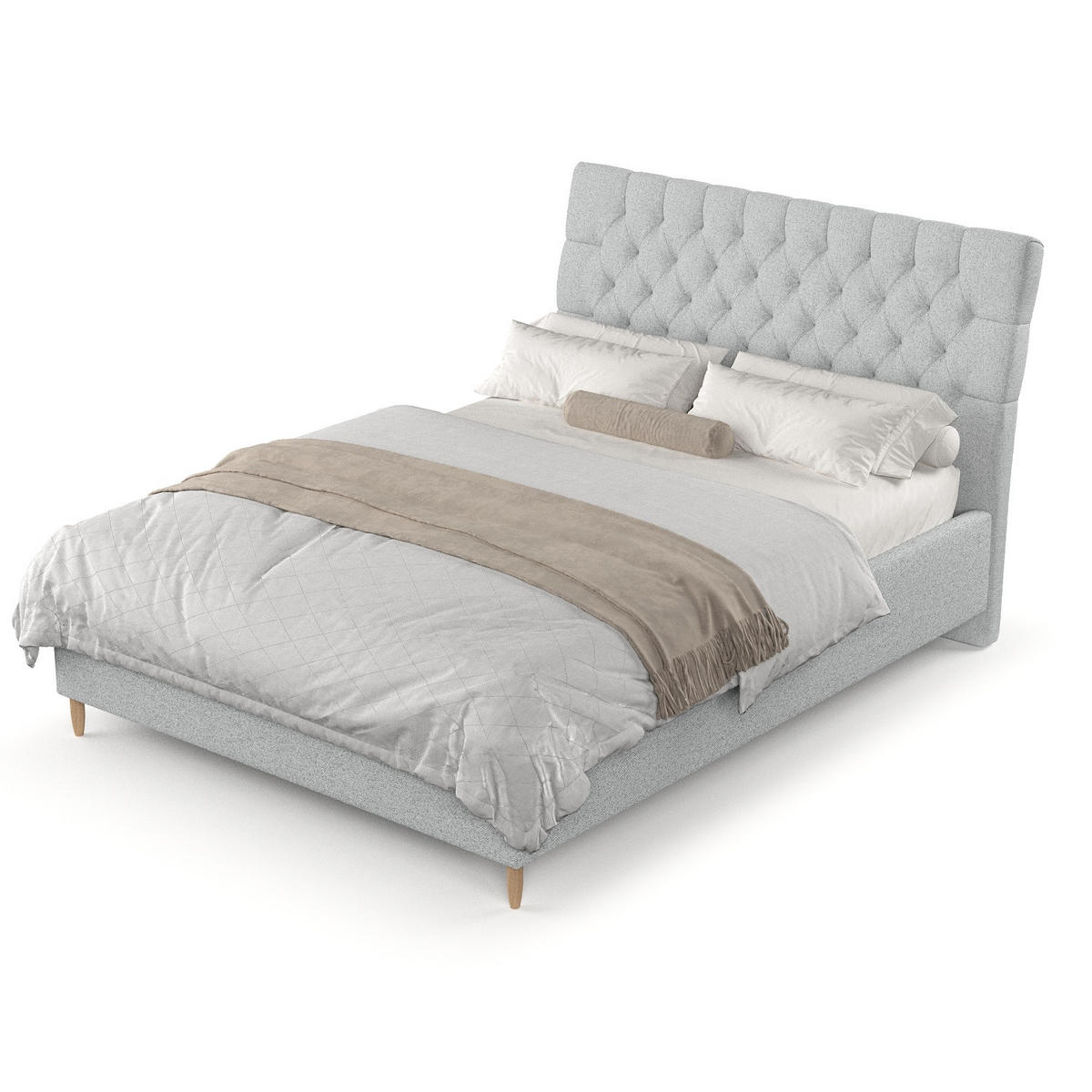 POLSTERBETT Lira 160/200 cm Hellgrau im Riva Stoff - Hellgrau/Naturfarben, Holz/Holzwerkstoff (160/200cm) - AltaBeds