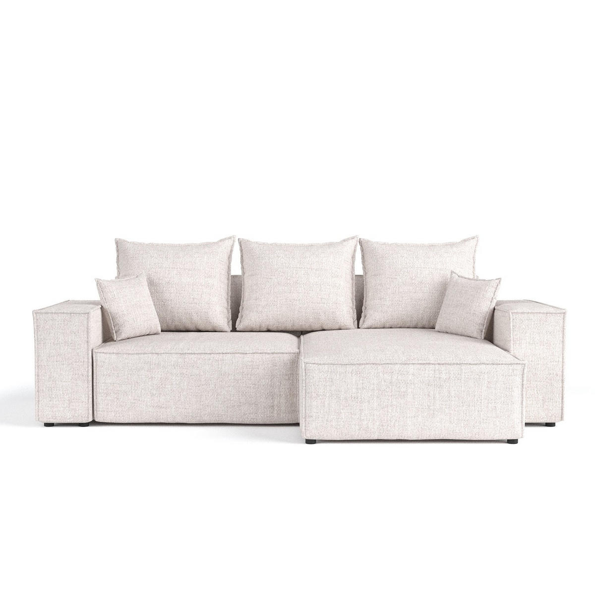 ECKSOFA SENSO mit Schlaffunktion Hellbeige im Neve Stoff - Sandfarben/Schwarz, Holz/Holzwerkstoff (255/148cm) - AltaBeds