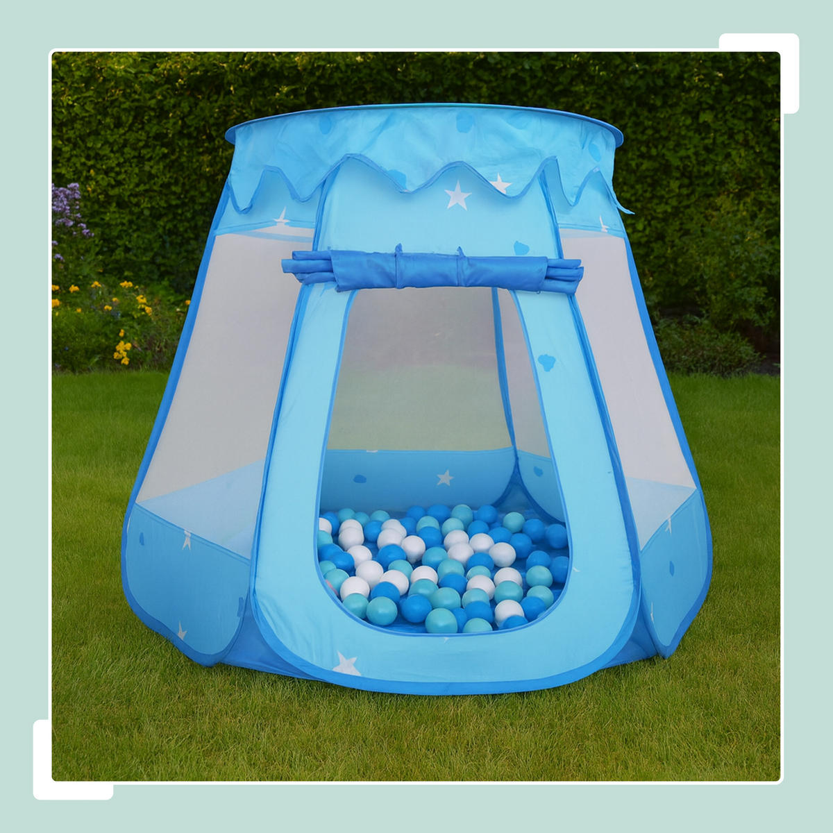 BÄLLEBAD - Hellblau, Kunststoff/Textil (118/118/95cm) - Relaxdays