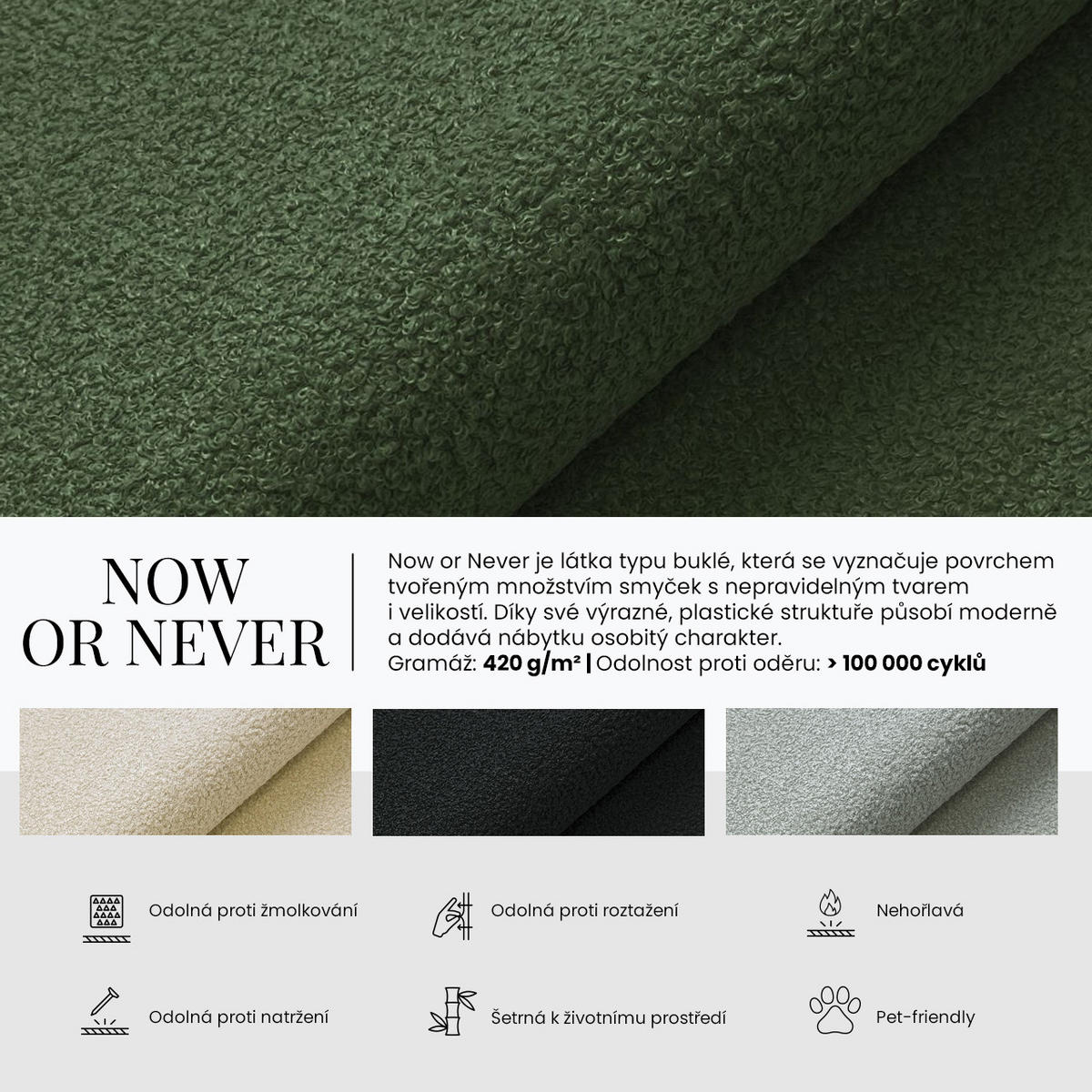 WOHNLANDSCHAFT TRENTINO U Grün Boucle - Schwarz/Grün, Textil (334/91/163cm) - MKS