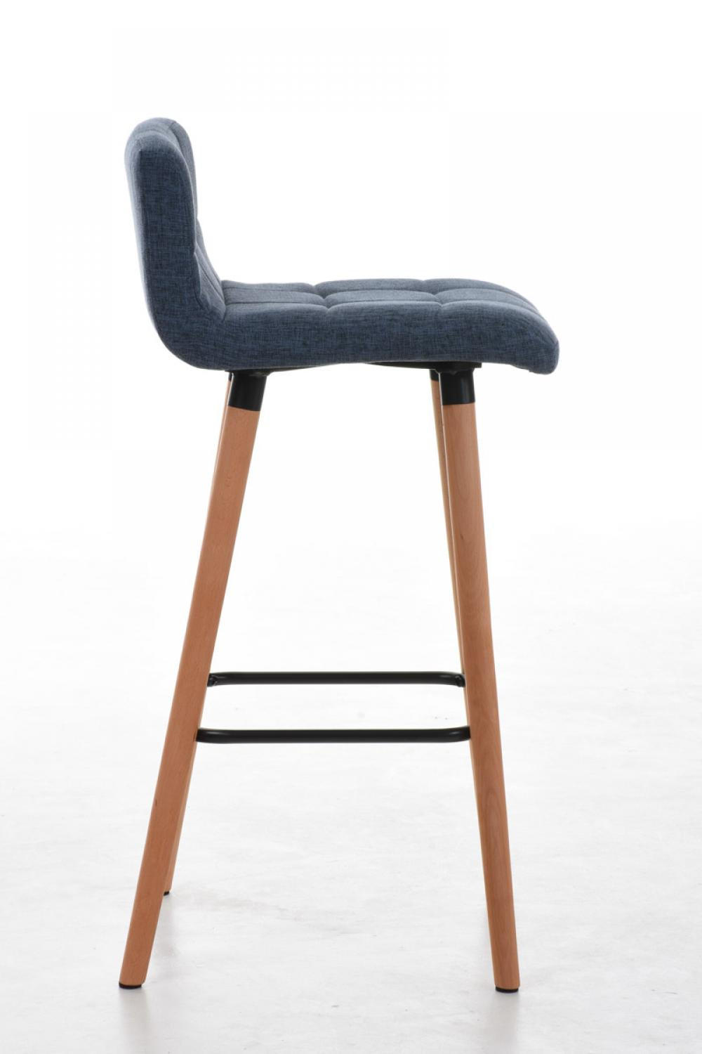 BARHOCKER Stoff Blau - Blau/Eukalyptusholzfarben, Holz/Textil (42/94/49cm) - CLP