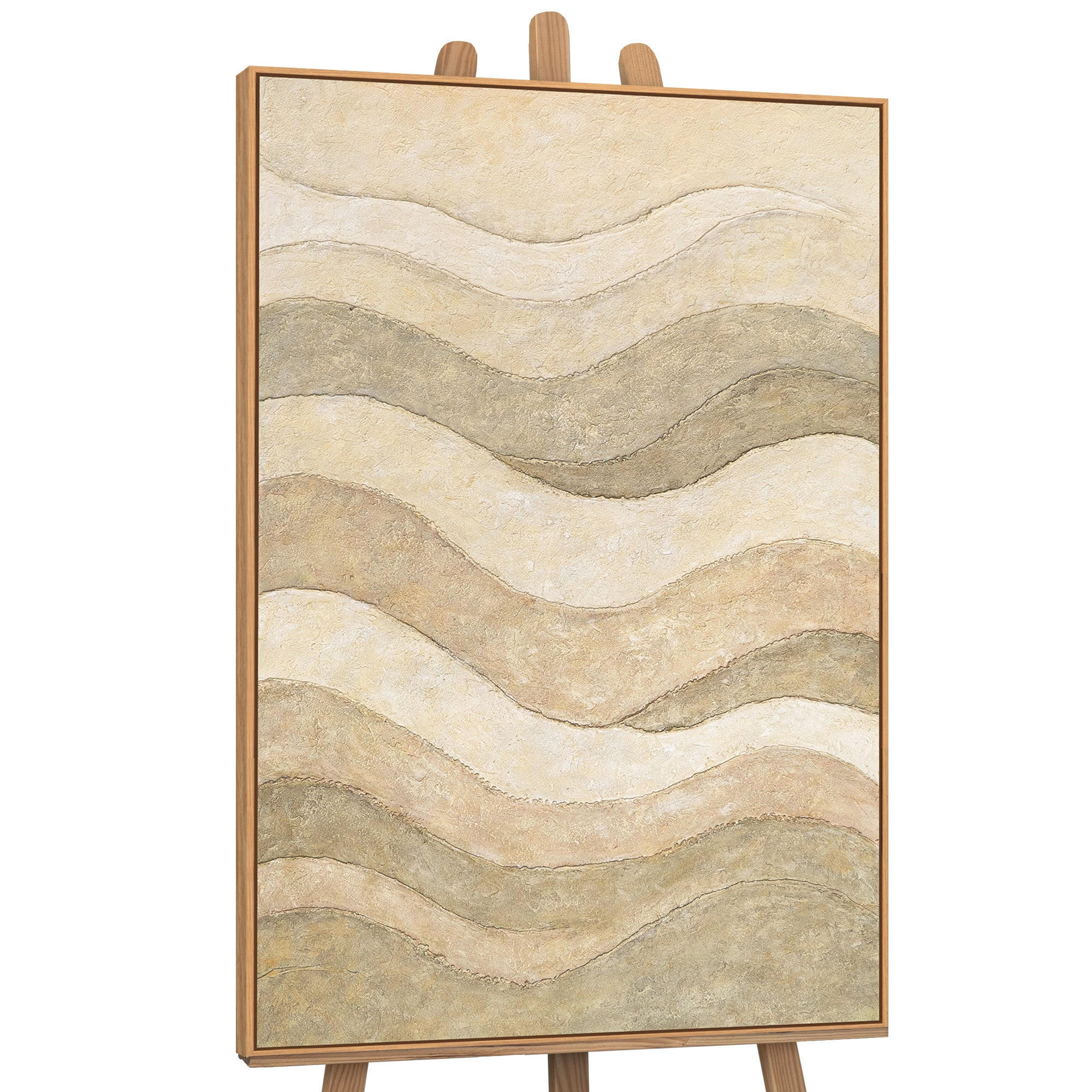 GEMÄLDE Schatten und Sand Schattenfugenrahmen Eichefarben 120x80 cm - Eichefarben, Holz (120/80cm) - YS-art gallery