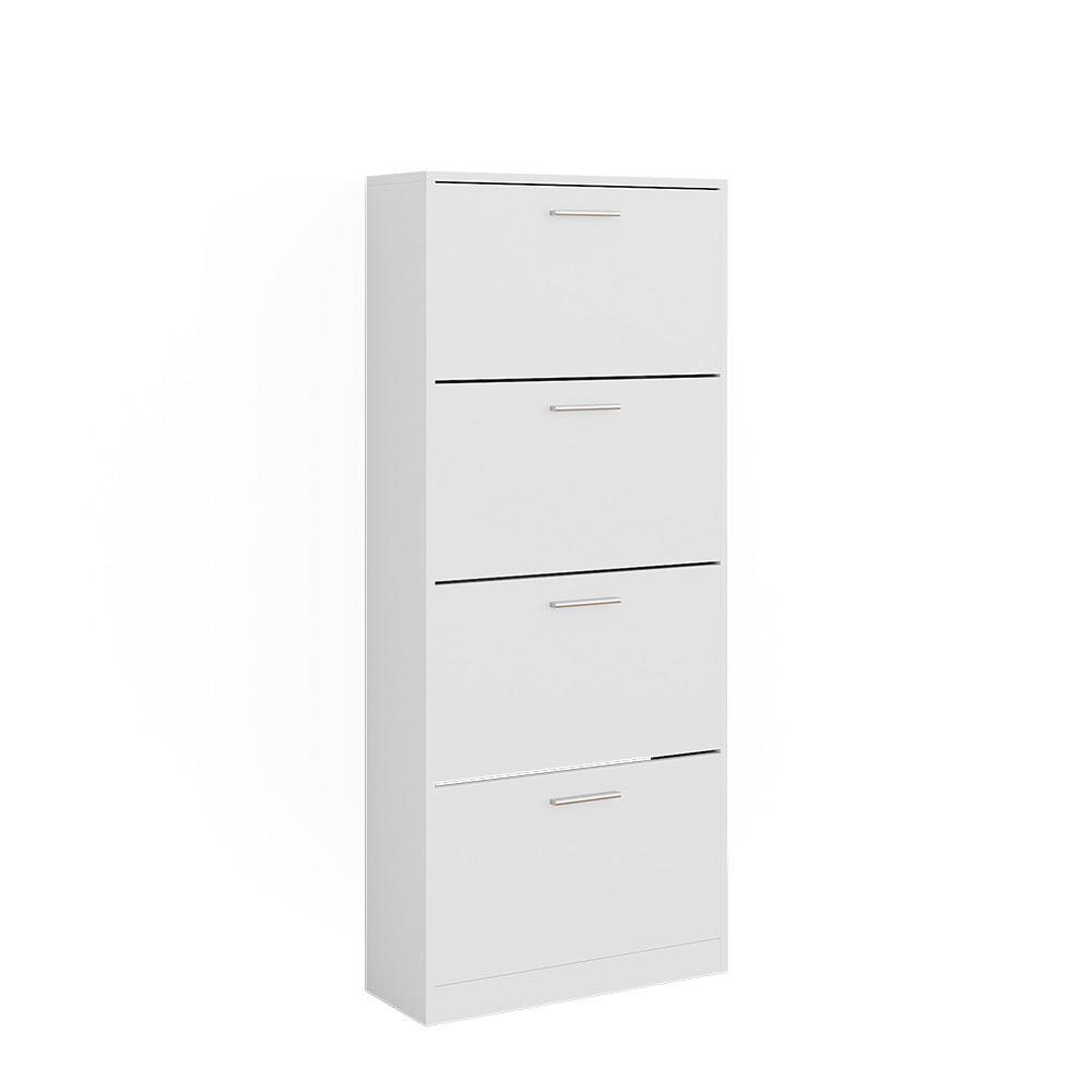 SCHUHKIPPER Gizmo Weiß 59 x 137 cm mit 4 Fächern - Weiß, Holzwerkstoff (59/137/22cm) - Vicco