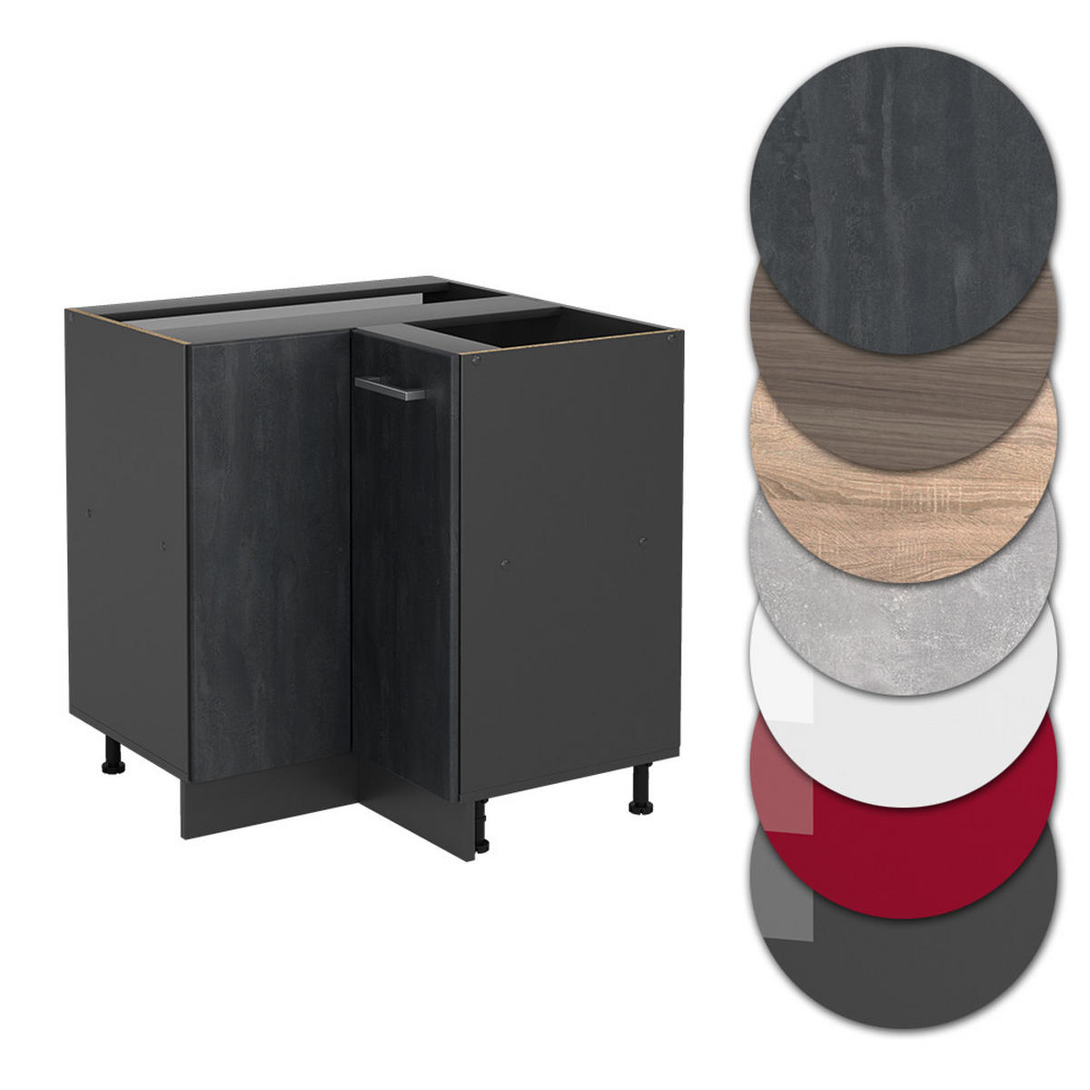ECKUNTERSCHRANK R-Line Schwarz Beton 75.6 cm ohne AP - Anthrazit/Schwarz, Holzwerkstoff (75.6/81.6/46cm) - Vicco