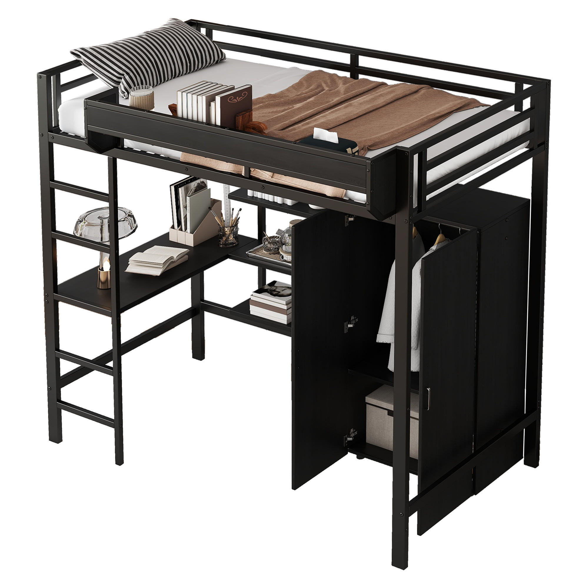 Beauniv Etagenbett Schwarz 90x200 cm
