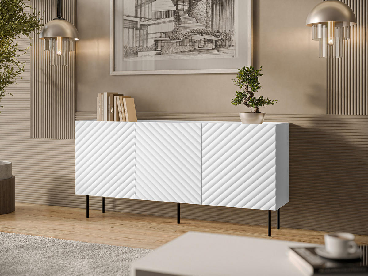 SIDEBOARD Lucca 165 3D - Schwarz/Weiß, Holz/Holzwerkstoff (166/80/40cm) - MIRJAN24