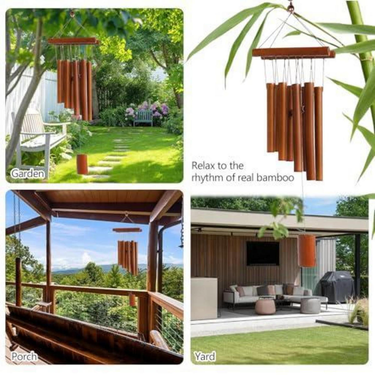 WINDSPIEL Bambus mit beruhigender Melodie - Braun, Naturmaterialien (18/10/60cm)
