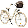 CITY-FAHRRAD Milord mit Metallkorb, 28 Zoll, Creme-Braun, 3-Gang - Creme/Braun, Metall (46cm) - Milordbikes