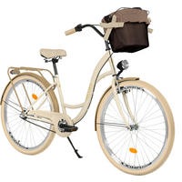 CITY-FAHRRAD Milord mit Metallkorb, 28 Zoll, Creme-Braun, 3-Gang - Creme/Braun, Metall (46cm) - Milordbikes