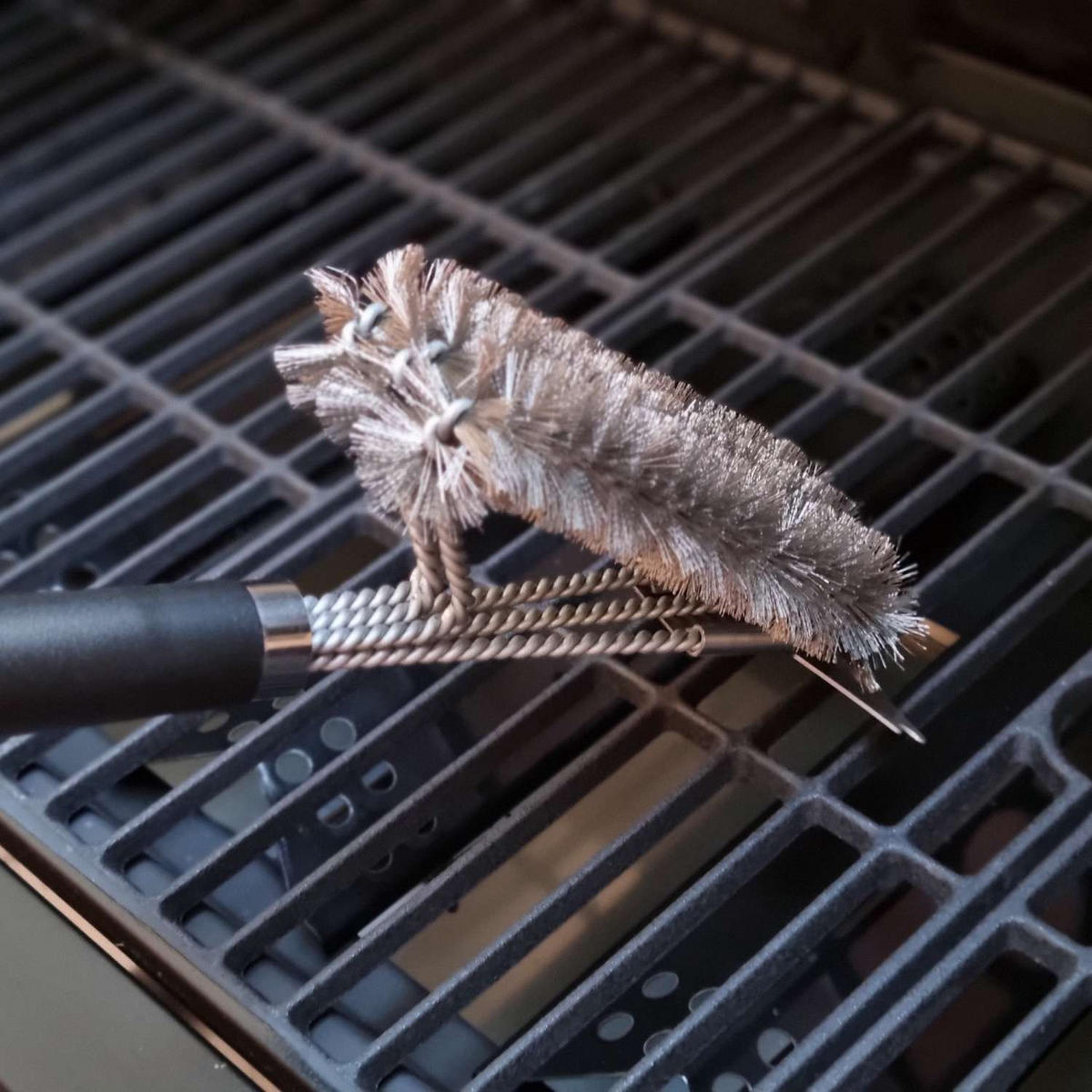 GRILLBÜRSTE aus Edelstahl mit Schaber 43.5 / 7 / 11.5 cm - Silberfarben, Metall (43.5cm)