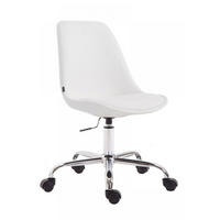 DREHSTUHL Lederlook Weiß - Chromfarben/Weiß, Textil/Metall (48/81/54cm) - CLP