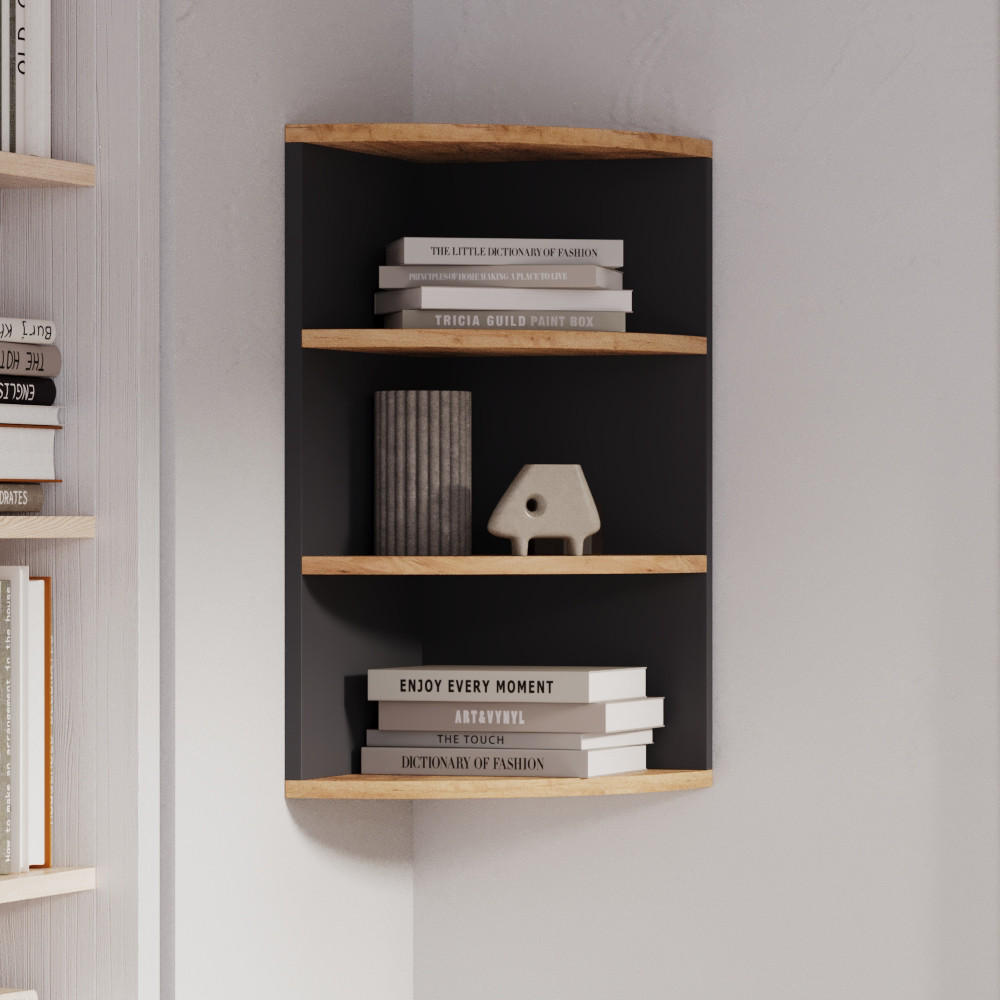 ECKREGAL Ecki Anthrazit/Goldkraft Eiche 30 x 60 cm - Honigeiche/Anthrazit, Holzwerkstoff (30/60/30cm) - Vicco