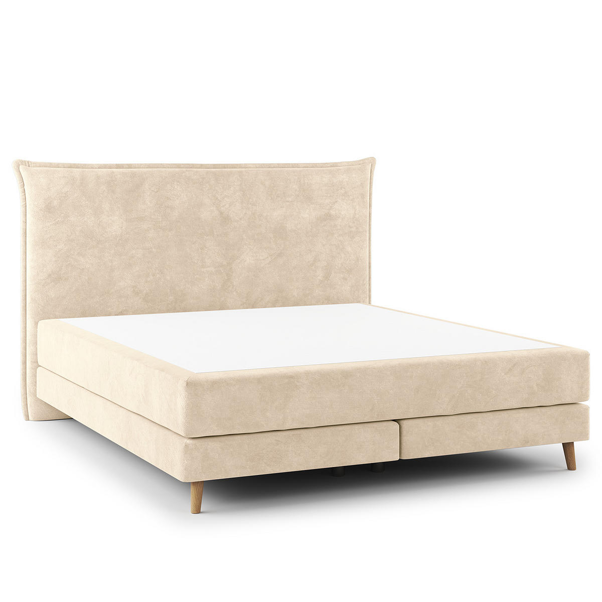 BOXSPRINGBETT - Klassisch - Creme, Holz (180/200cm) - home24