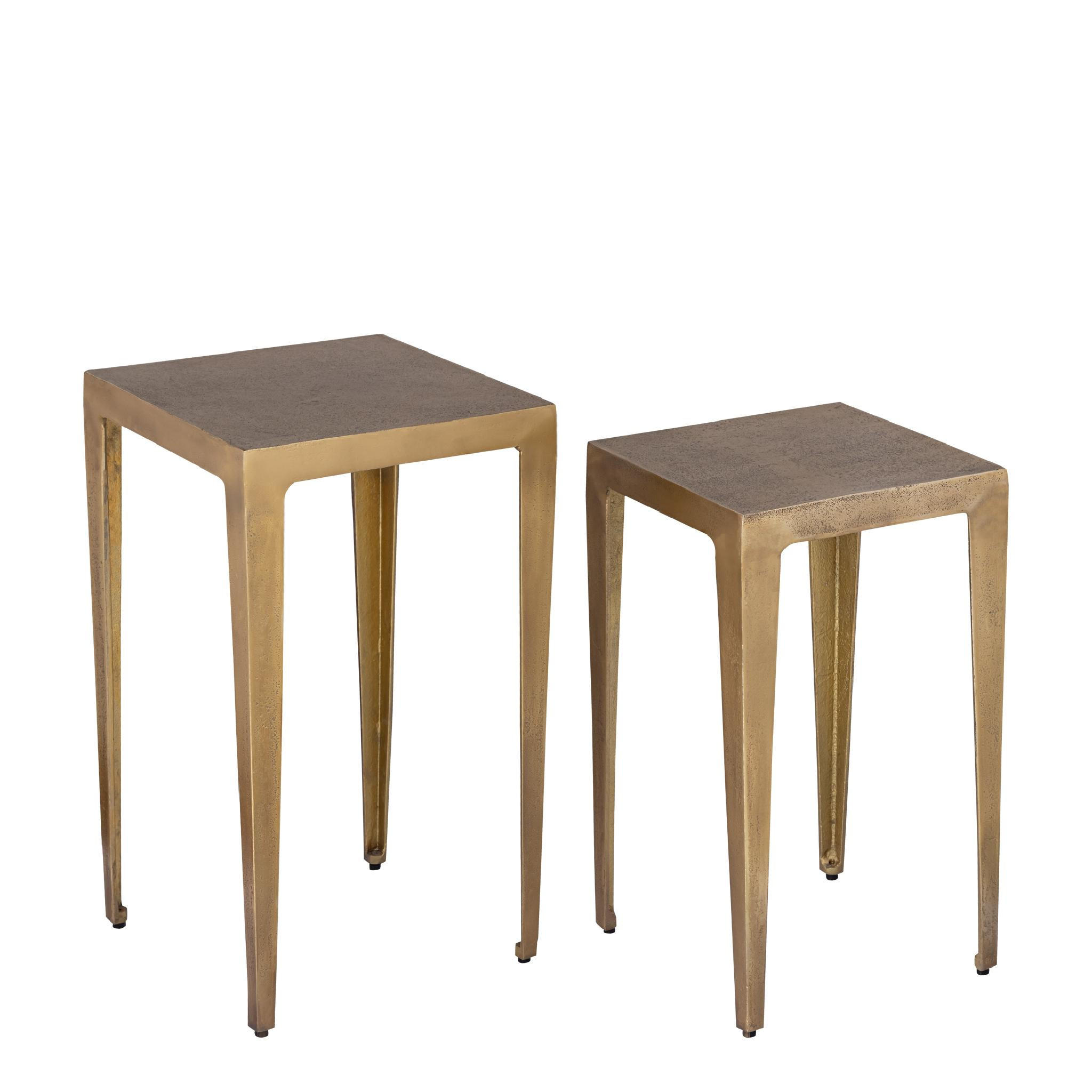 BEISTELLTISCH Rivva Gold 32/32/55cm 2er-Set - Goldfarben, Metall (32/32/55cm) - PTMD Collection