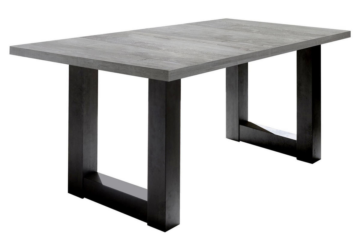 ESSTISCH ausziehbar Eila 7 140 x 90 x 75 Esszimmertisch Schwarzstahl/Beton - Hellgrau, Holz (140/90/75cm) - 58aufmkessel