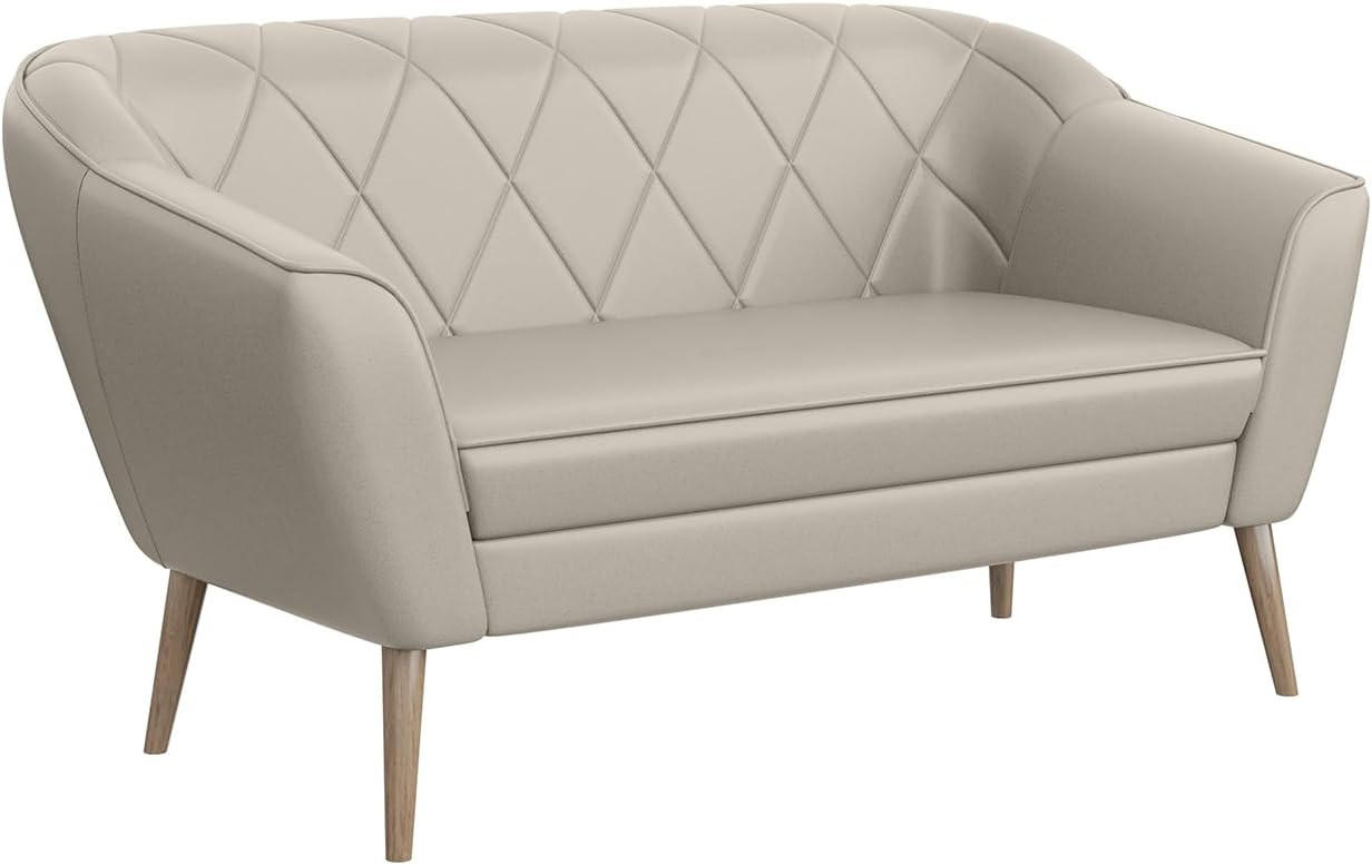 SOFA Gisela (2-Sitzer) - Beige/Buchefarben, Holzwerkstoff/Buchenholz (140/75/74cm) - Meblini