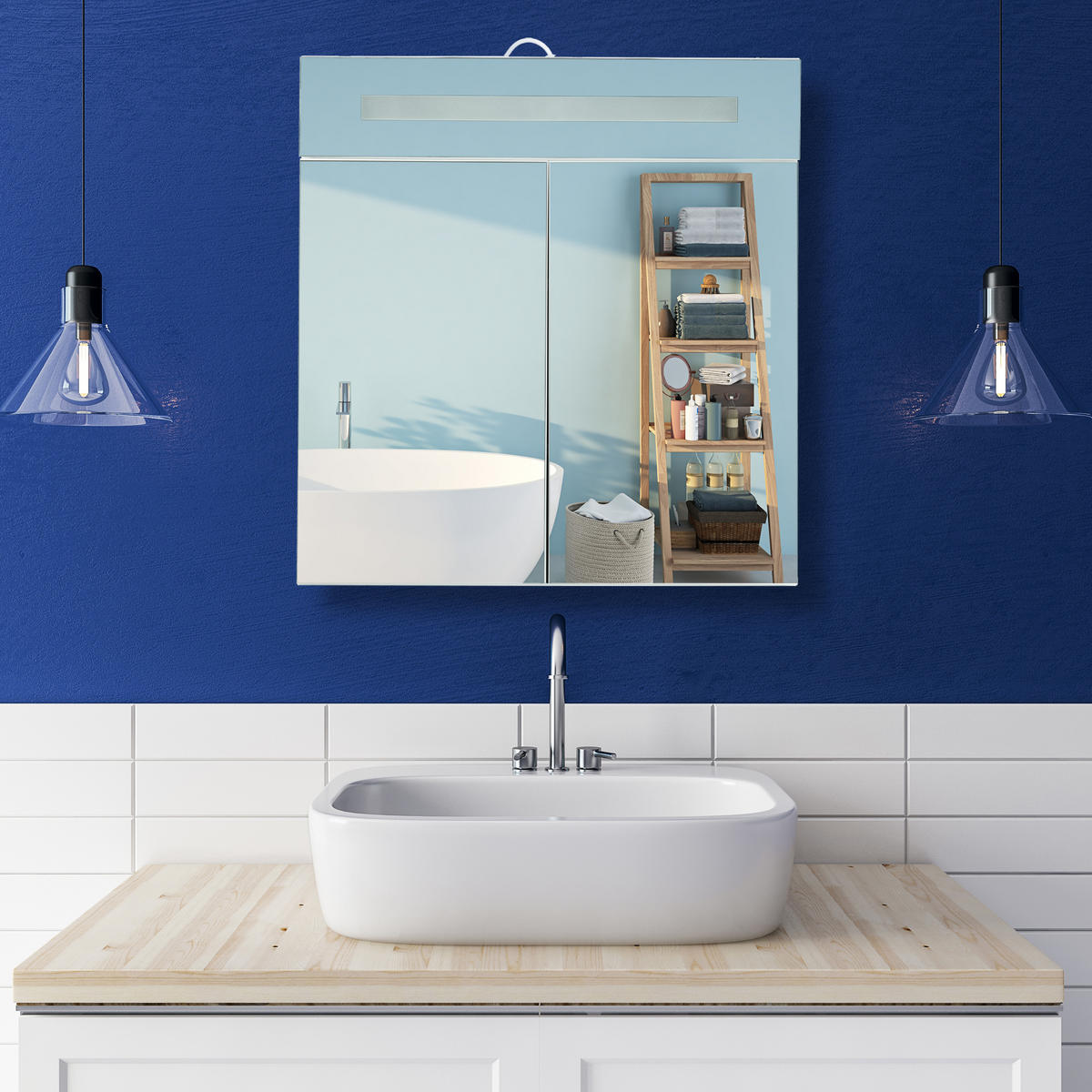 SPIEGELSCHRANK - Transparent, Glas/Metall (60/67/12cm) - Relaxdays