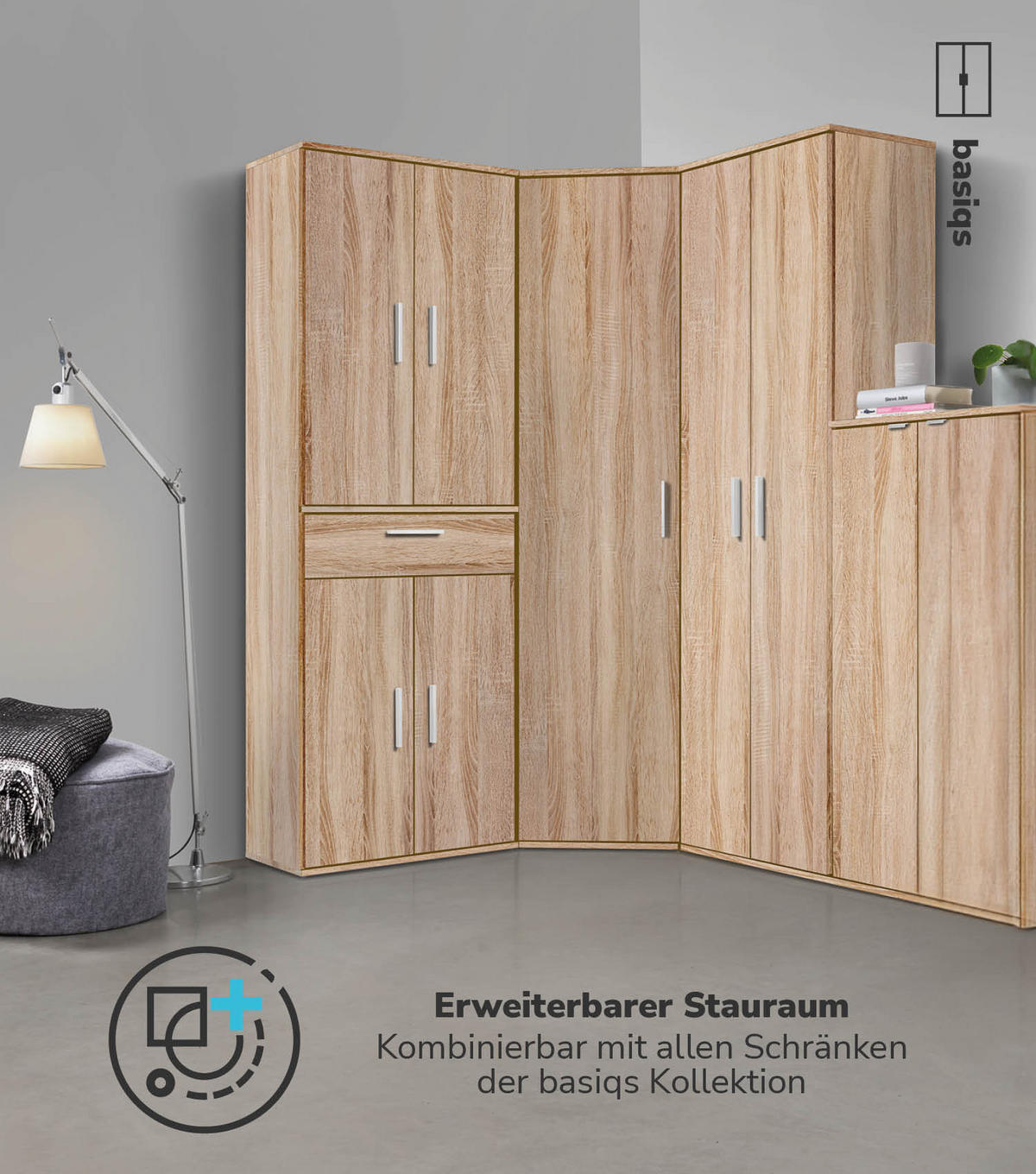 MEHRZWECKSCHRANK Der Schlanke - Sonoma Eiche, Holzwerkstoff (60/110/34cm) - Mokebo