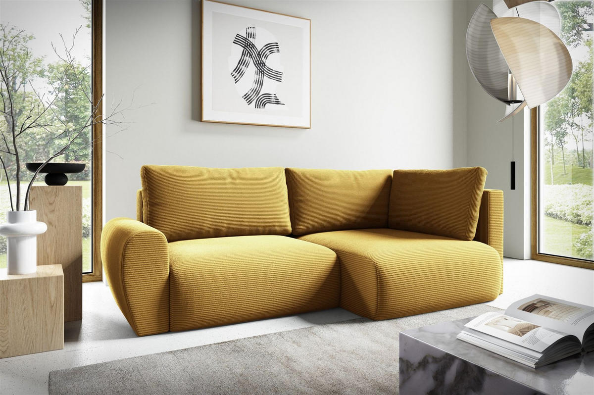 ECKSOFA Galan Mini Mit Schlaffunktion - Gelb, Holzwerkstoff/Textil (153/241cm) - Fun Möbel