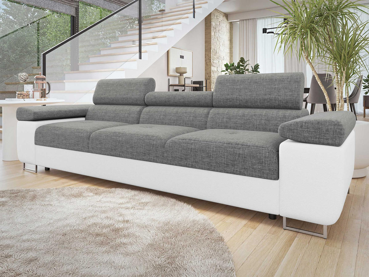 SOFA Torezio 3 - Weiß, Holz/Textil (263/90/102cm) - MIRJAN24
