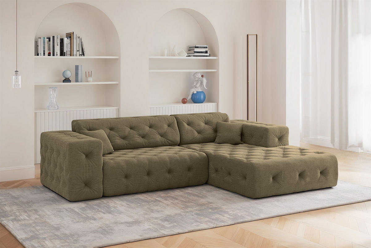ECKSOFA Chantal In Moly - Grün, Holzwerkstoff/Textil (266/171cm) - Fun Möbel