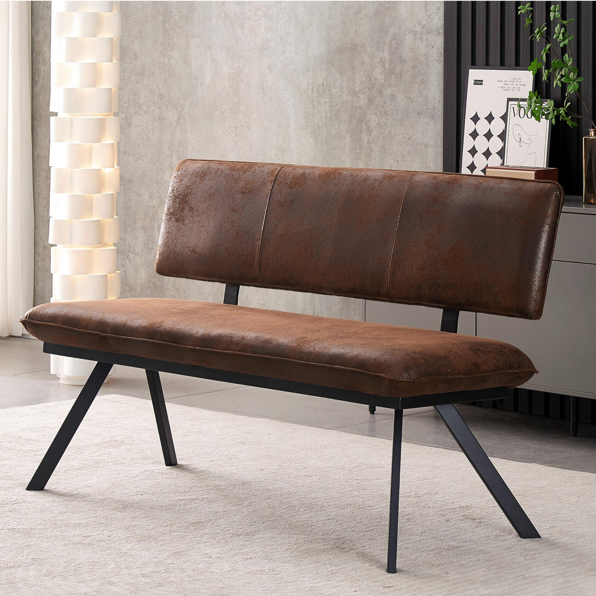 SITZBANK JUNA 160/57/86 cm Braun - Braun, Textil/Metall (160/86/57cm) - B&D Home