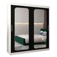 SCHWEBETÜRENSCHRANK 200/180/62 2-türig - Silberfarben/Schwarz, Holz/Kunststoff (180/200/62cm) - Abiks Möbel