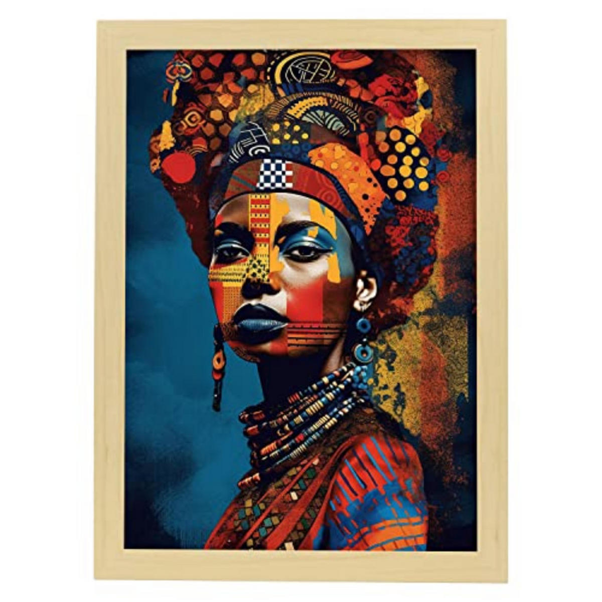 POSTER Afrikanische Königin A3 Rahmen Aus Hellem Holz - Beige, Papier (29.7/5/42cm) - Nacnic