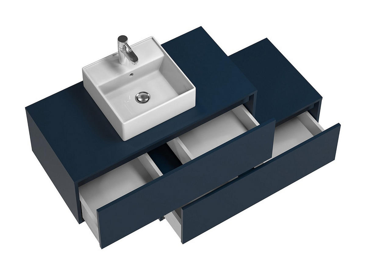 EINZELWASCHTISCH - 94cm x 47cm - Holzspan - marineblau - TEANA - Blau, Holz (94/32/47cm) - Vente-Unique